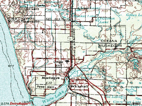 Zip code 49437 topographic map
