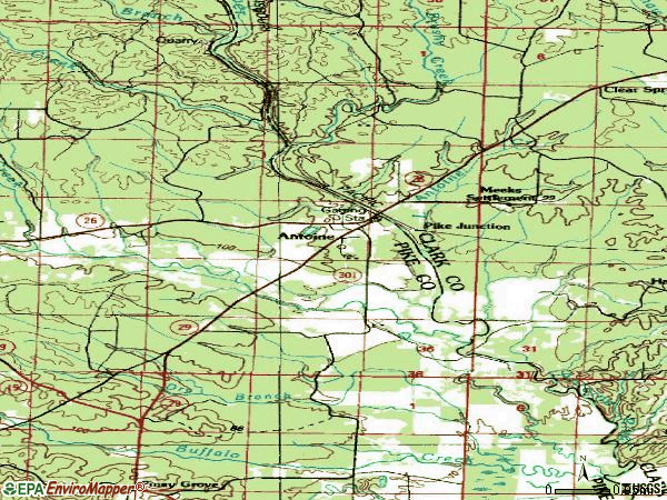 Zip code 71922 topographic map
