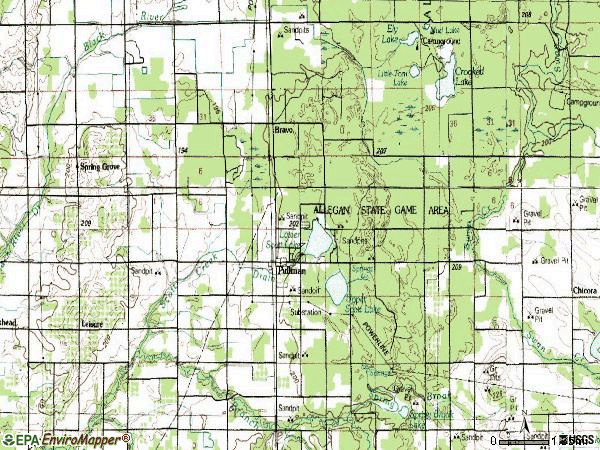 Zip code 49450 topographic map