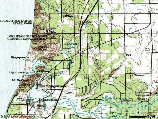 Zip code 49453 topographic map