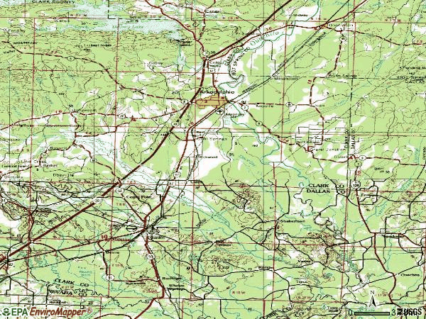 Zip code 71923 topographic map
