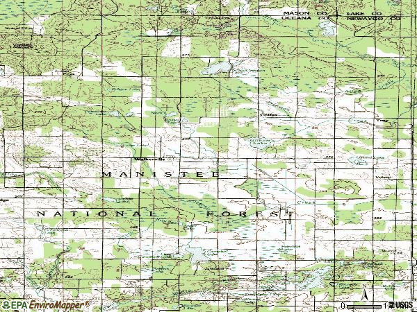Zip code 49459 topographic map