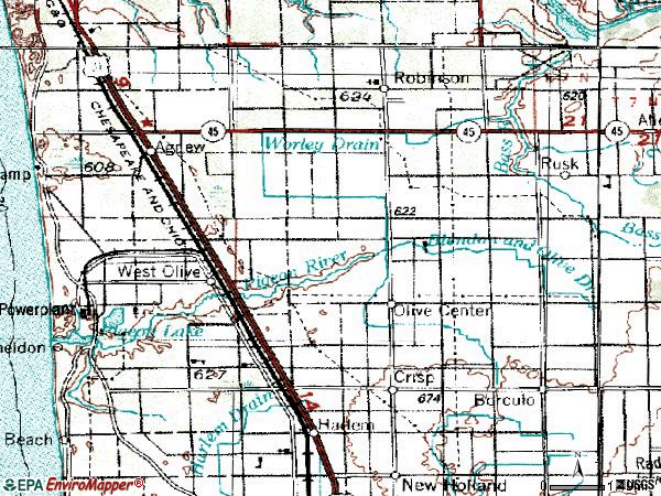 Zip code 49460 topographic map