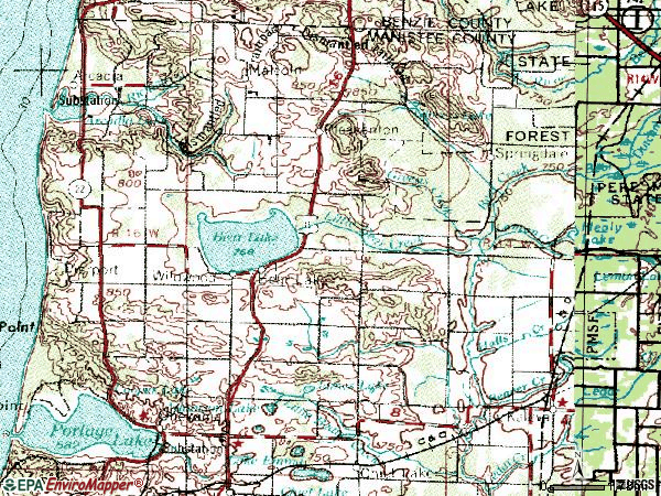 Zip code 49614 topographic map
