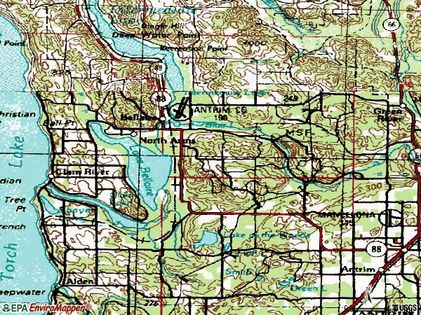 Zip code 49615 topographic map