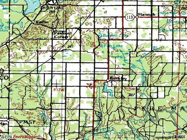 Zip code 49620 topographic map
