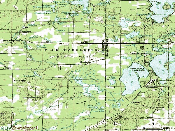 Zip code 49643 topographic map