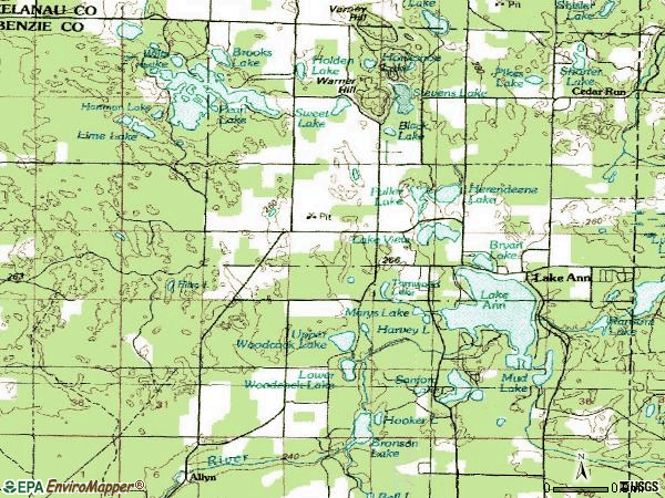 Zip code 49650 topographic map