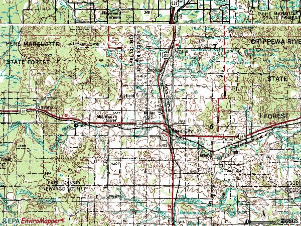 Zip code 49677 topographic map