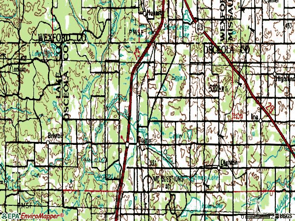 Zip code 49688 topographic map