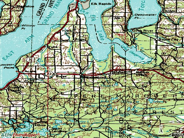 Zip code 49690 topographic map