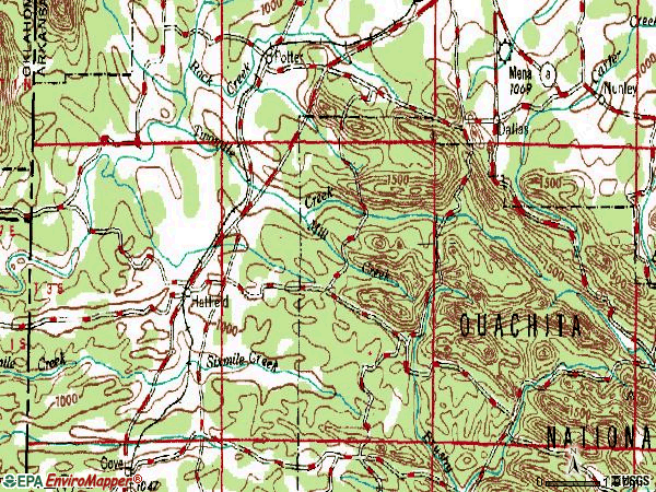 Zip code 71945 topographic map
