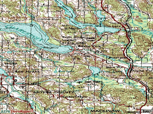 Zip code 49712 topographic map