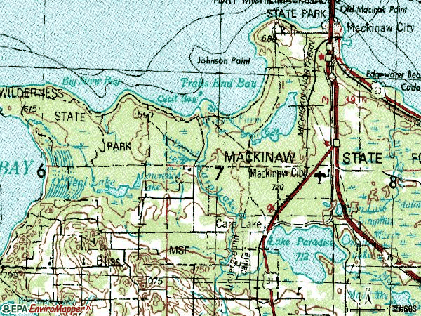 Zip code 49718 topographic map