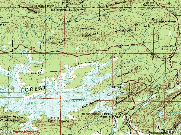 Zip code 71956 topographic map
