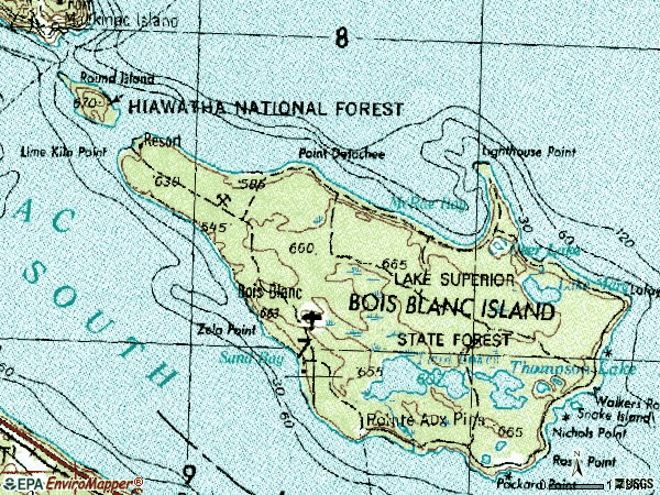 Zip code 49775 topographic map