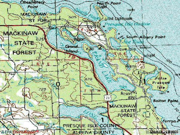 Zip code 49777 topographic map