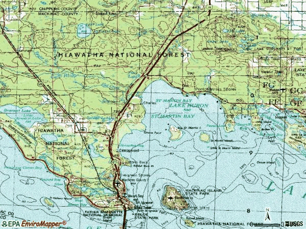Zip code 49781 topographic map