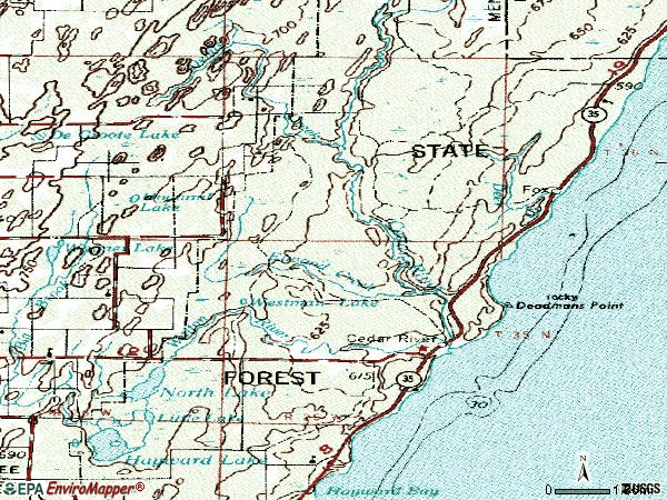Zip code 49813 topographic map