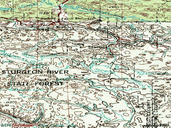 Zip code 49834 topographic map