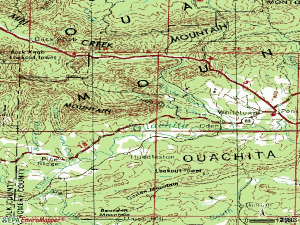 Zip code 71961 topographic map