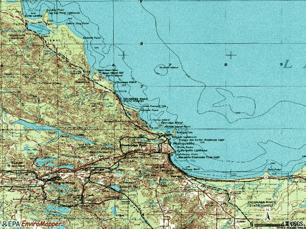 Zip code 49855 topographic map