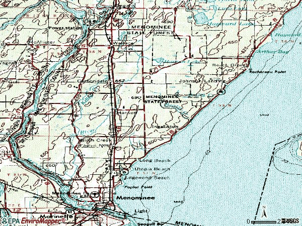 Zip code 49858 topographic map