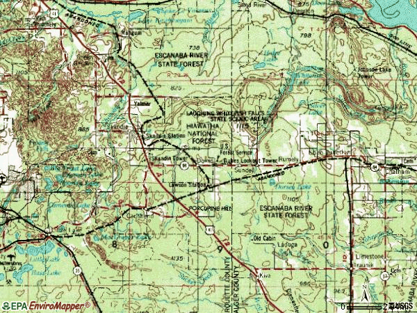 Zip code 49885 topographic map