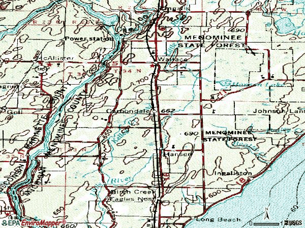 Zip code 49893 topographic map