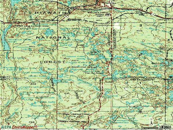 Zip code 49895 topographic map