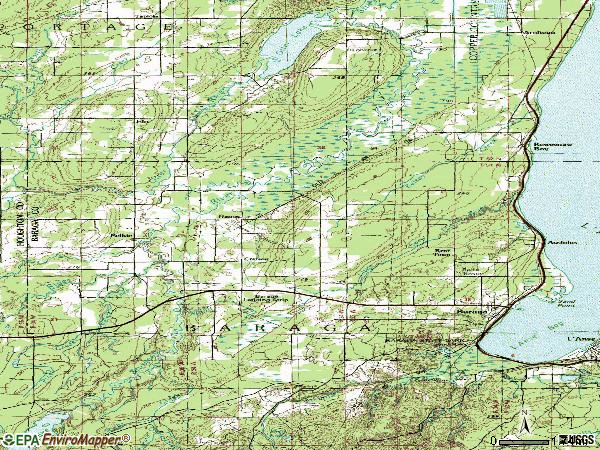 Zip code 49908 topographic map