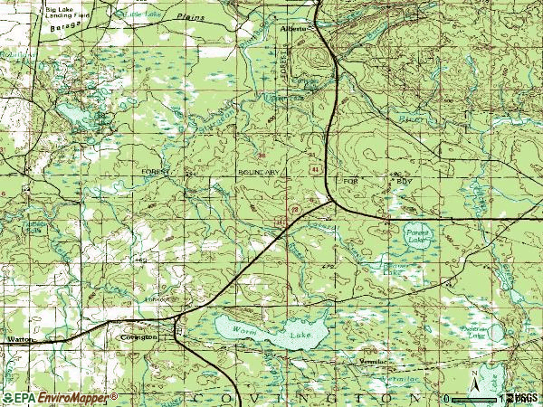 Zip code 49919 topographic map