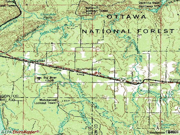 Zip code 49925 topographic map