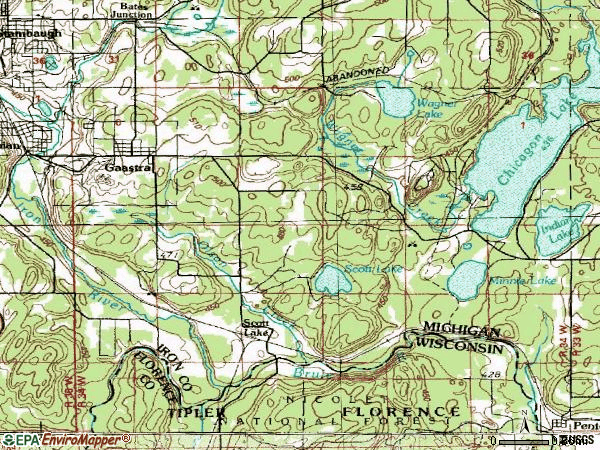 Zip code 49927 topographic map