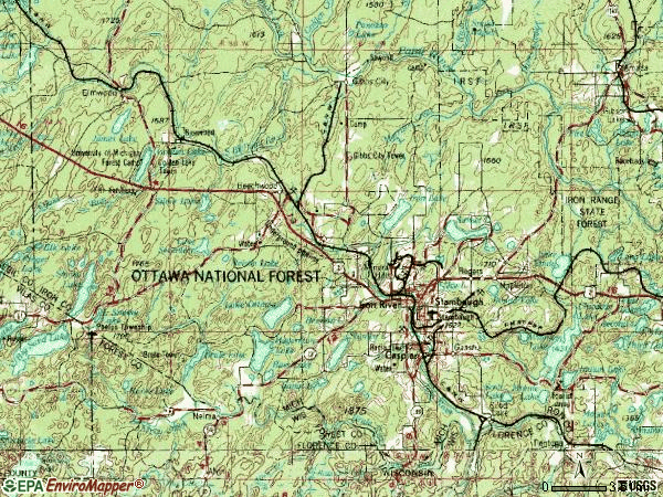 Zip code 49935 topographic map