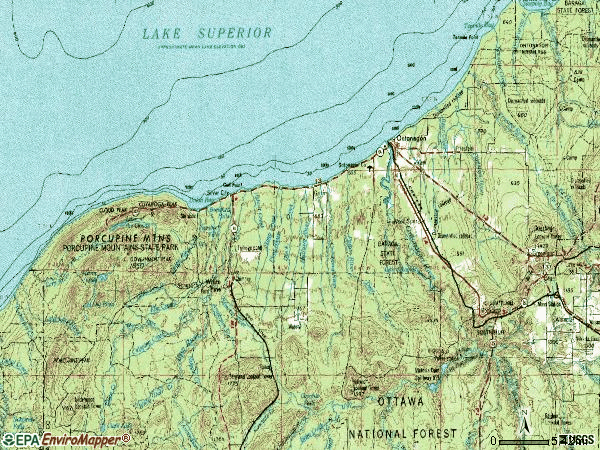 Zip code 49953 topographic map