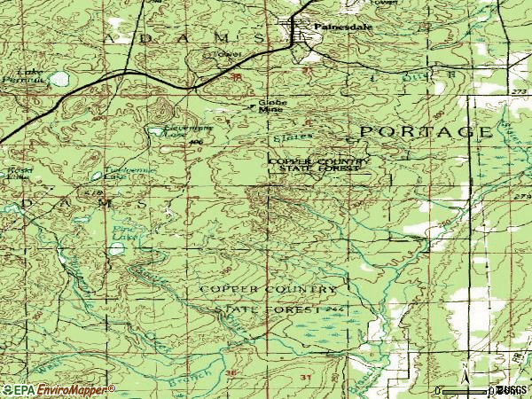 Zip code 49955 topographic map