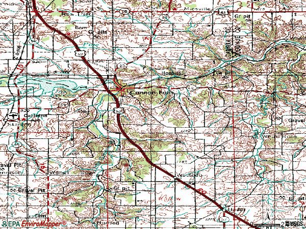 Zip code 55009 topographic map