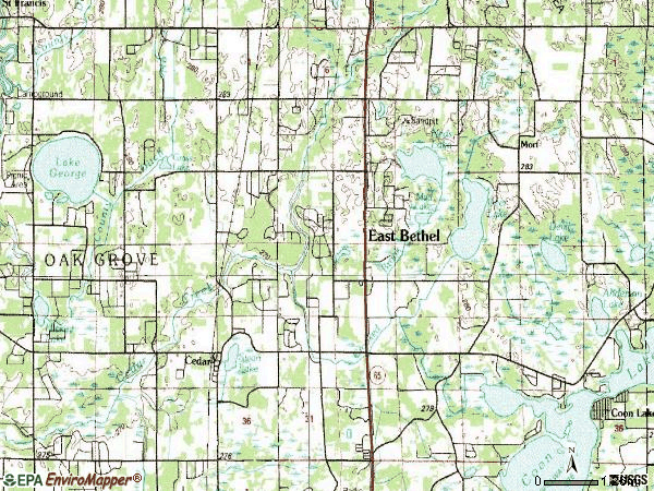 Zip code 55011 topographic map