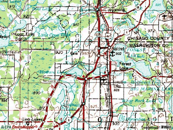 Zip code 55025 topographic map