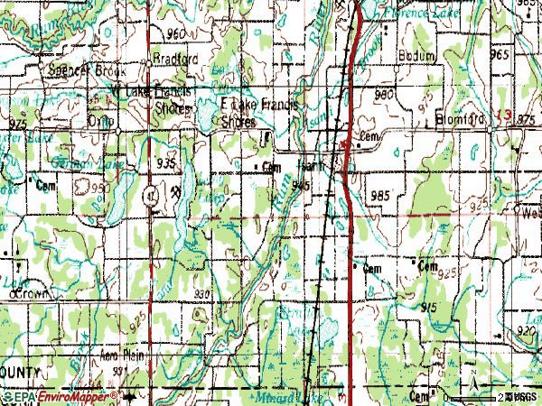 Zip code 55040 topographic map