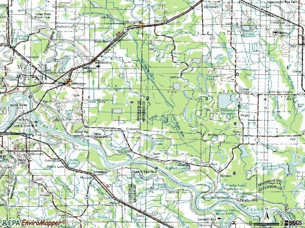 Zip code 72004 topographic map