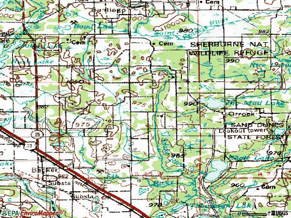 Zip code 55308 topographic map