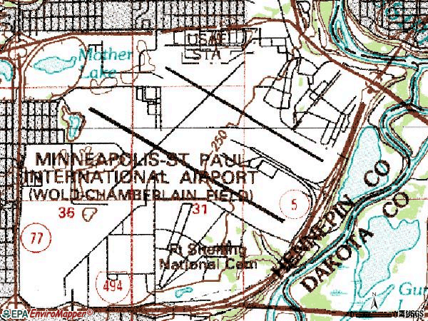 Zip code 55450 topographic map