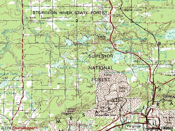 Zip code 55710 topographic map