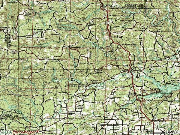 Zip code 72031 topographic map