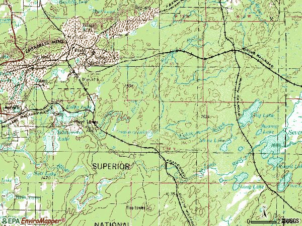 Zip code 55750 topographic map