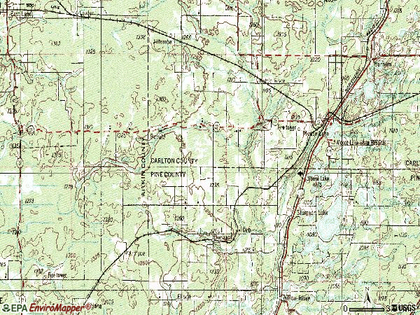 Zip code 55783 topographic map