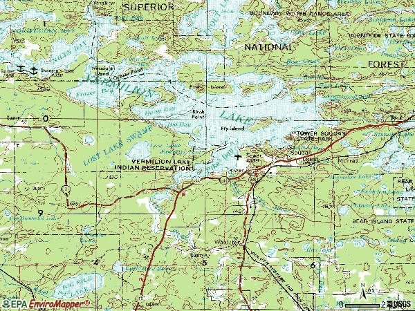 Zip code 55790 topographic map