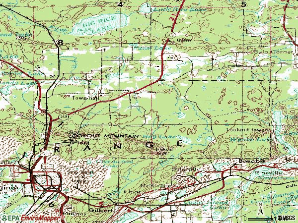 Zip code 55792 topographic map
